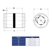 SSEM16 THOMSON BALL BUSHING<BR>SSE SERIES 16MM CLOSED LINEAR BEARING SELF ALIGNING ADJUSTABLE 494.58 LBF